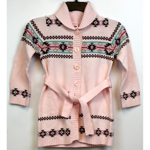 2006 Gymboree Park City Luxe Pink Fair Isle Sweater Duster sz 6 12 NWT Knit - Picture 1 of 9